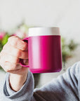Luxworth discreet mug with internal cone designed for drinking aids, featuring a smooth ceramic surface and ergonomic handle.