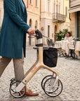 Luxworth Let's Fly luxury rollator by Trust Care with sturdy frame, comfortable seat, and mobility wheels for easy outdoor use.
