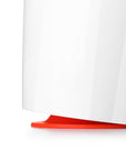 Luxworth spill-proof thermal mug with black lid and stainless steel body, designed for hot and cold beverages.