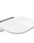 Modern folding shower seat by Luxworth, featuring a sleek design, mounted in a contemporary bathroom shower area.