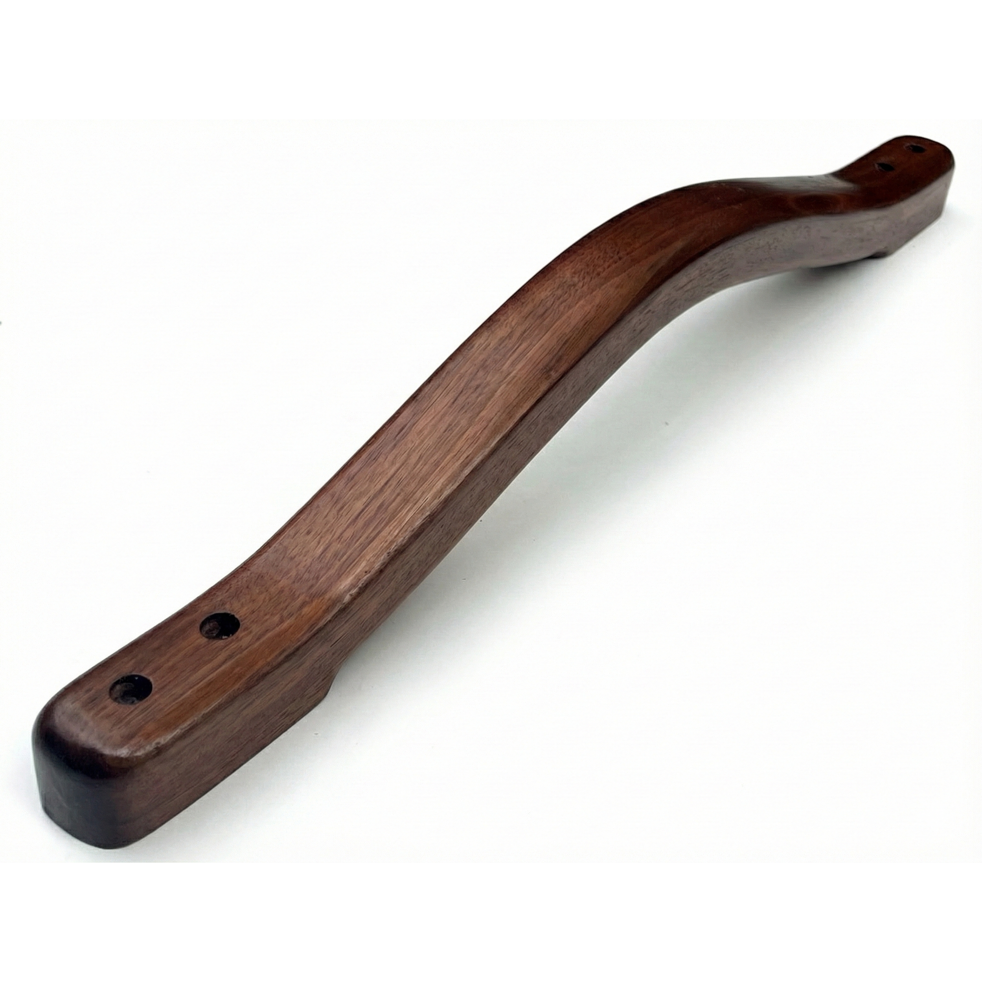 British handmade wooden grab rail by Luxworth, designed for indoor use, showing a polished wooden grab bar mounted on a wall.