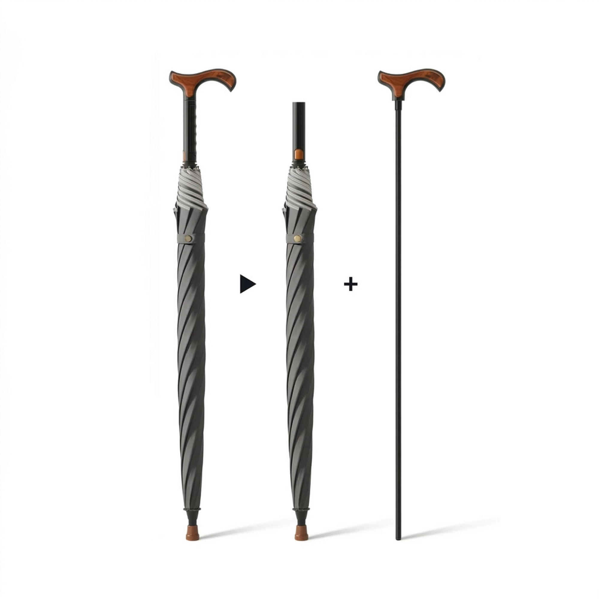 Luxworth detachable walking cane umbrella with a sturdy handle and compact design, perfect for rain protection and portability.