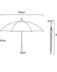 Luxworth detachable walking cane umbrella with a sleek handle and open canopy, designed for stylish rain protection.