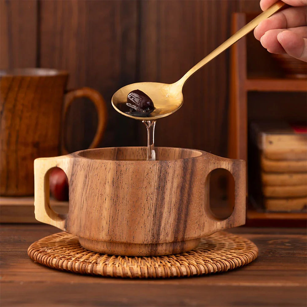 Luxworth Discreet Acacia 2-handled mug for drinking aids, with ergonomic handles and a simple design, ideal for easy grip.