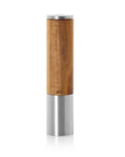 Electric one-handed mill with natural wood and steel for indoor use, designed for easy grinding by DK Household Brands.
