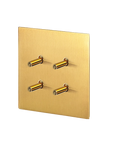 Gold stainless steel indoor easy-toggle light switch by Luxworth, mounted on a wall with a sleek modern design.