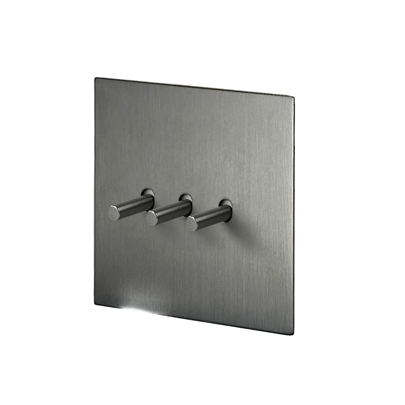 Grey stainless steel Luxworth Easy-Toggle indoor light switch with a sleek, modern design and easy toggle operation.