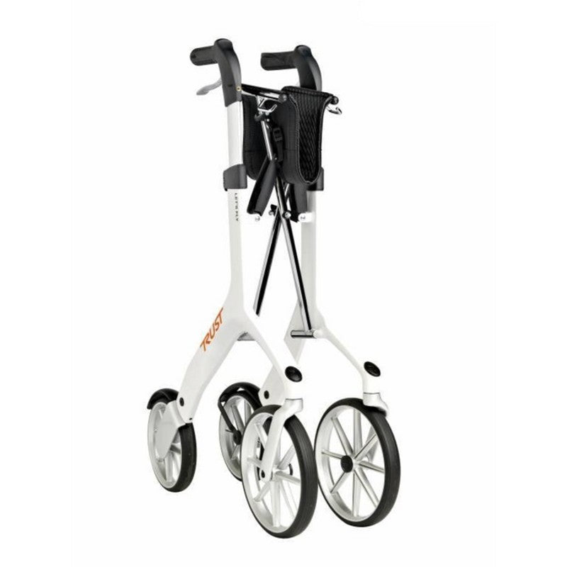 Luxury Let’s Fly rollator by Trust Care Luxworth with sturdy frame, comfortable seat, and ergonomic handles for mobility assistance.