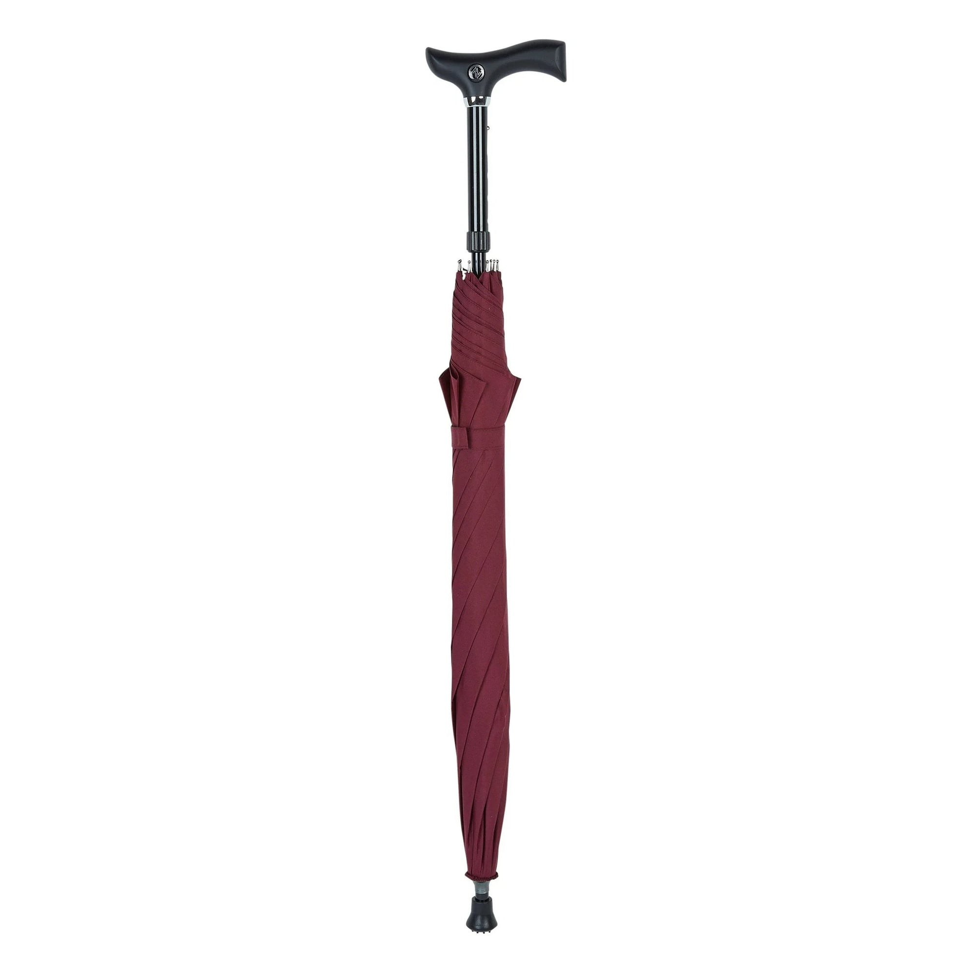 Luxworth adjustable walking stick umbrella with ergonomic crutch handle, lightweight and stylish for easy, comfortable use in rain.