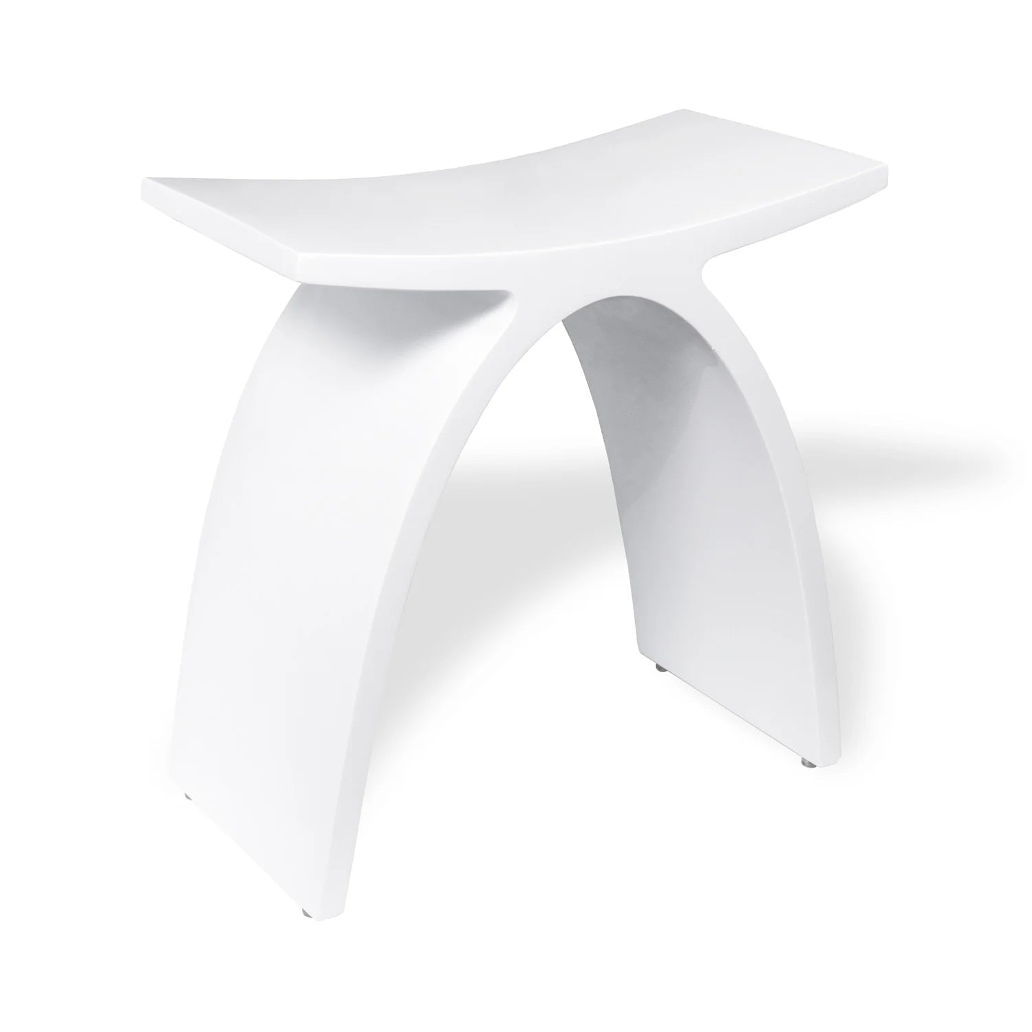 Luxworth stone arched shower stool with smooth solid surface and sturdy design, perfect for bathroom seating and support.