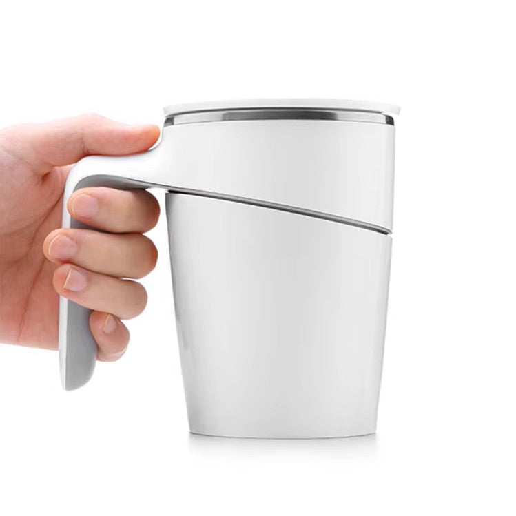 Luxworth spill-proof thermal mug with lid, black exterior and stainless steel interior, designed for hot and cold beverages.