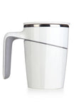 Luxworth spill-proof thermal mug with lid, stainless steel body, and ergonomic handle for hot and cold beverages.