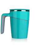 Luxworth spill-proof thermal mug with black lid and stainless steel body, designed for hot and cold beverages.