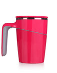 Luxworth spill-proof thermal mug with black lid and stainless steel body, designed for hot and cold beverages.