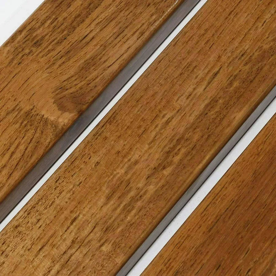 Luxworth teak folding shower seat with sturdy frame and natural teak finish, designed for comfortable bathroom seating.