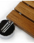 Luxworth teak folding shower seat with sturdy frame and teak wood seat, ideal for bathroom safety and comfort.
