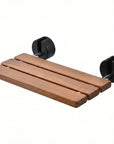 Luxworth teak folding shower seat with sturdy frame and teak wood seat for comfortable, space-saving bathroom seating.