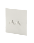 Matte white stainless steel Luxworth easy-toggle indoor light switch mounted on wall, modern design and smooth finish.