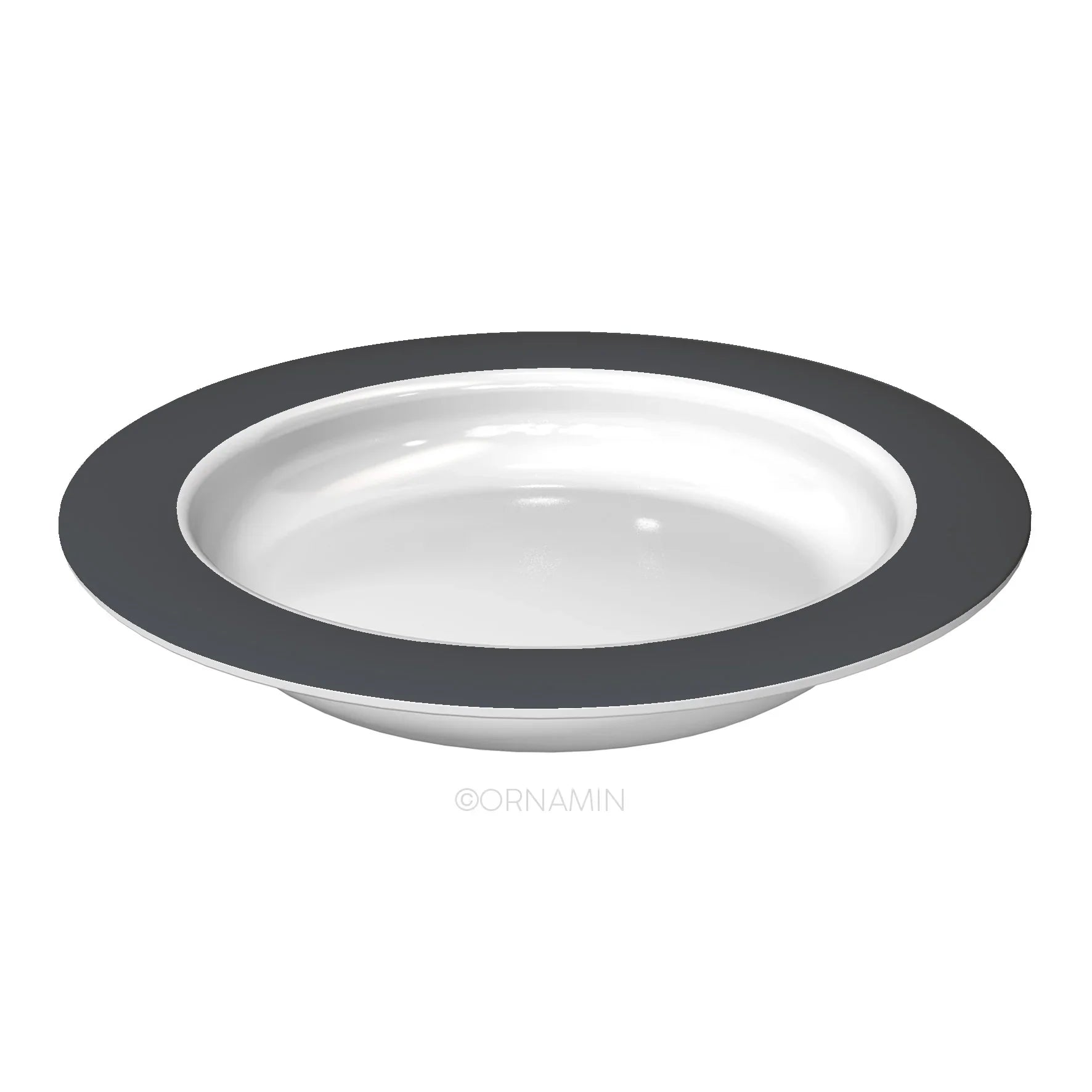 Small discreet sloped dining plate by Luxworth, designed as an eating aid, with a raised edge for easier food scooping.