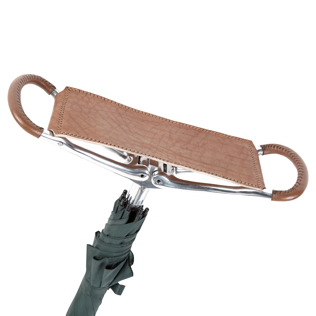 Luxworth Heritage Shooting Stick Umbrella with wooden handle and telescoping support, designed for outdoor use and stability.