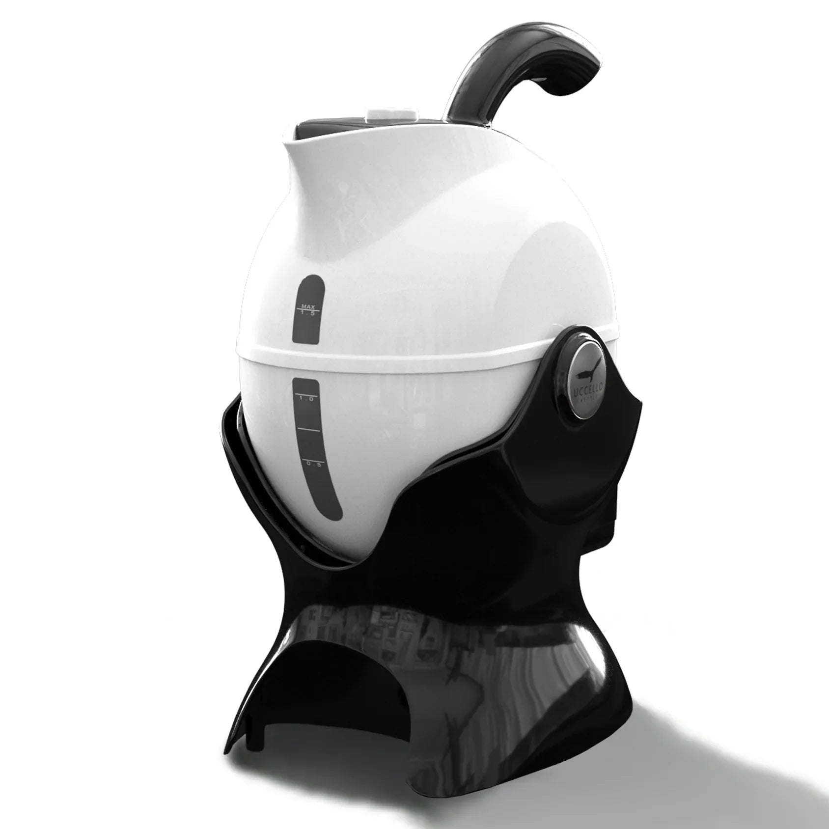Luxworth Uccello Tipping Kettle, a stylish dining aid with a curved design and ergonomic handle, ideal for pouring hot beverages.