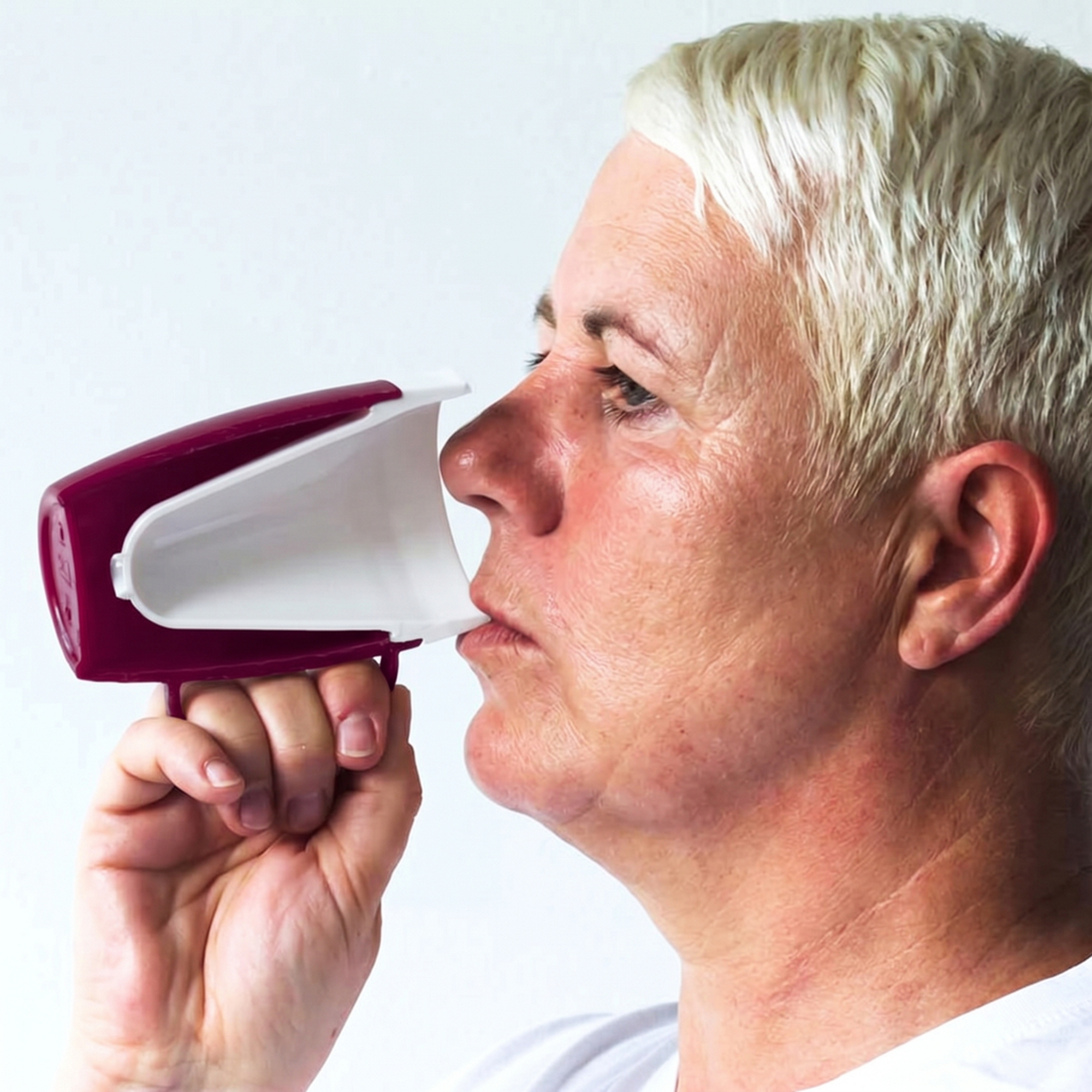 Luxworth discreet drinking aid cup with internal cone for easier sipping, designed for individuals needing assistive drinking solutions.